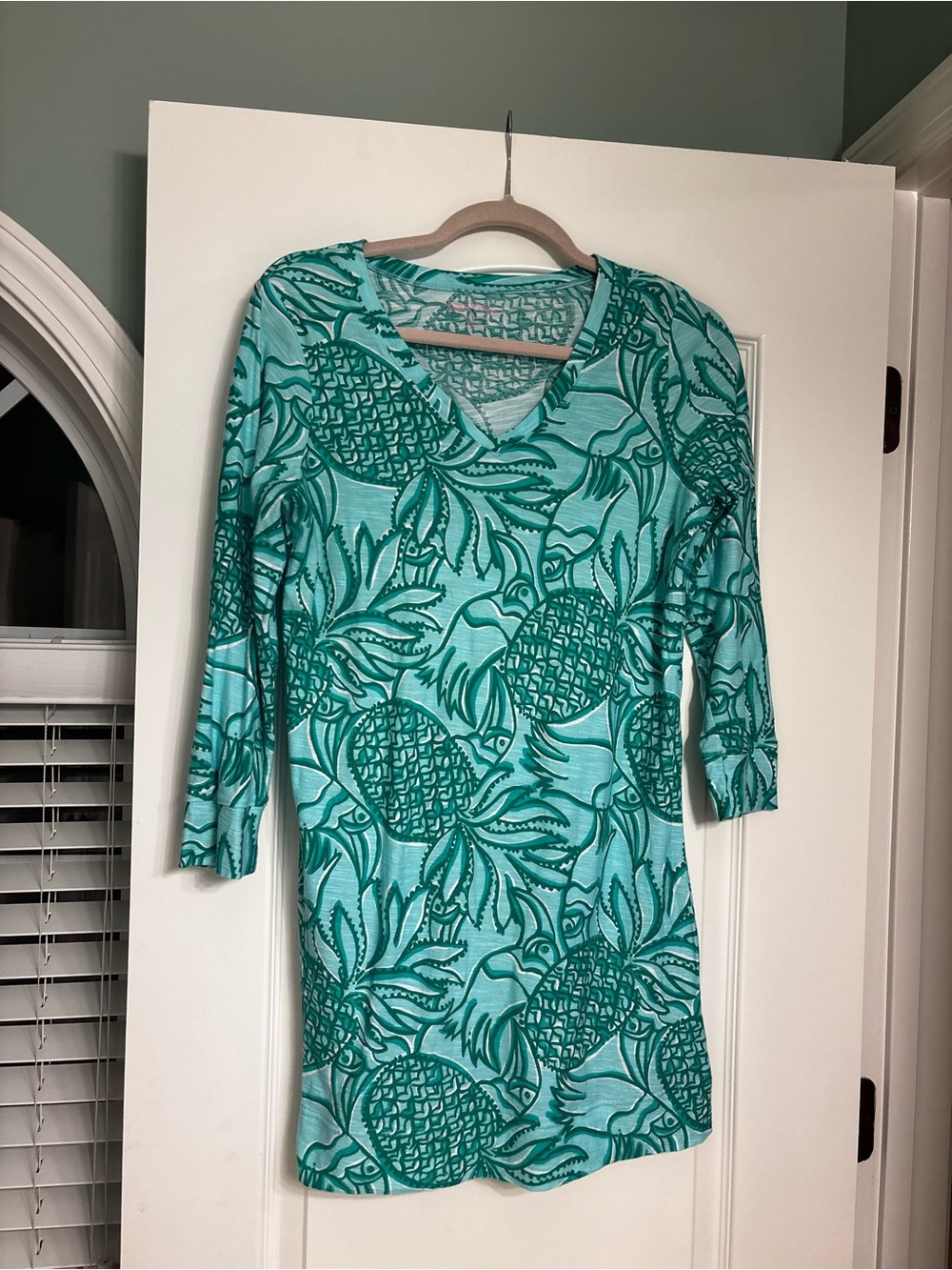 Lilly Pulitzer Turquoise Pineapple Print V-Neck Tunic